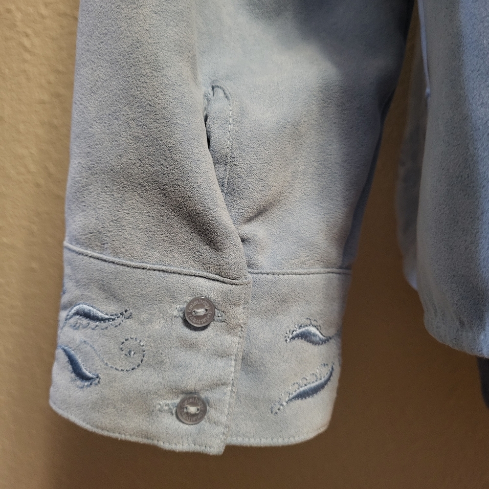 (relativity) Blue Brushed Longsleeve Button-Up Top Size Large - Picture 7 of 12